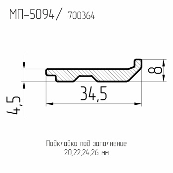 МП  5094  Подкладка под заполнение 20-26 мм.  БП  L= 100 мм.  (90 шт./уп.)